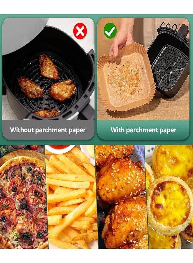Desi BAE 100 PCS Air Fryer Paper Sheets, Disposable Paper Liner for Microwave, Oil-Proof Air Fryer Parchment Paper for Frying, Baking, Cooking, Roasting and Microwave (Square 8 inch) - Image 5